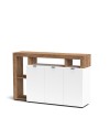 Credenza 4 ante e cornice con vani a giorno rovere tabacco e bianco Nexon4 146x41x93H