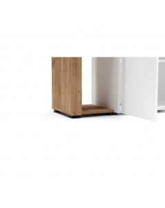 Credenza 4 ante e cornice con vani a giorno rovere tabacco e bianco Nexon4 146x41x93H