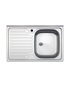 Lavello appoggio acciaio inox 80x50 cm una vasca e gocciolatoio sinistro SA216