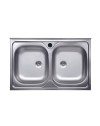 Lavello cucina acciaio appoggio 80x50 cm due vasche N214