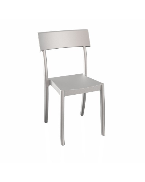Sedia in polipropilene colore argento design contemporaneo Milly