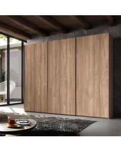 Armadio tre ante scorrevoli in legno noce america Step 276x67x250h