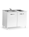 Cucinino120 bianco larice con lavello e piano cottura 120x60x85H