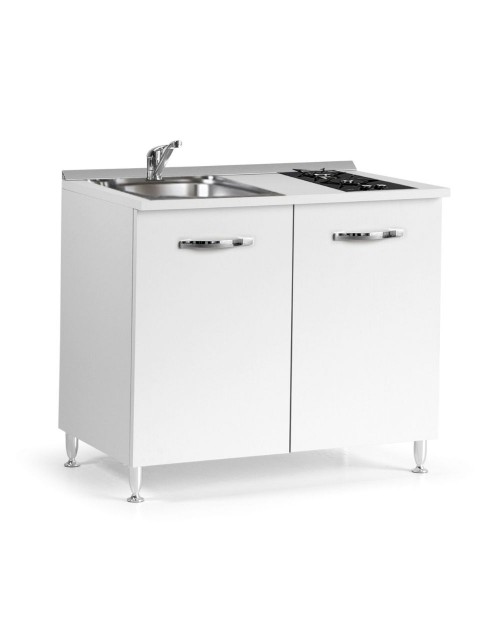 Mini cucina Cucinino80 bianco larice con lavello e piano cottura gas 80x60x85H