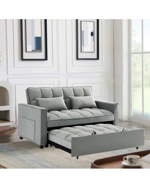 Divano 2 posti con letto estraibile grigio 140x80x82H Eiri