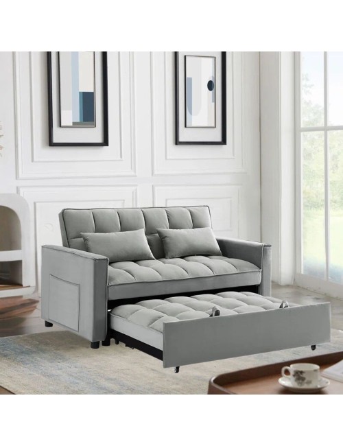 Divano 2 posti con letto estraibile grigio 135x93x78H Eiri