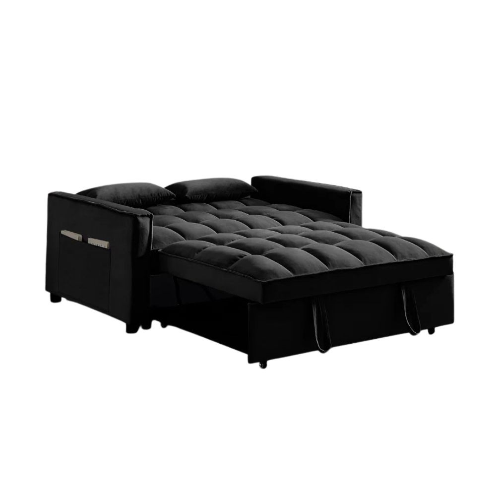 Divano 2 posti con letto estraibile nero 140x80x82H Eiri