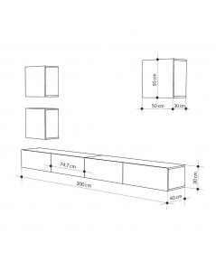 Parete attrezzata tortora Marte 300x40x170H