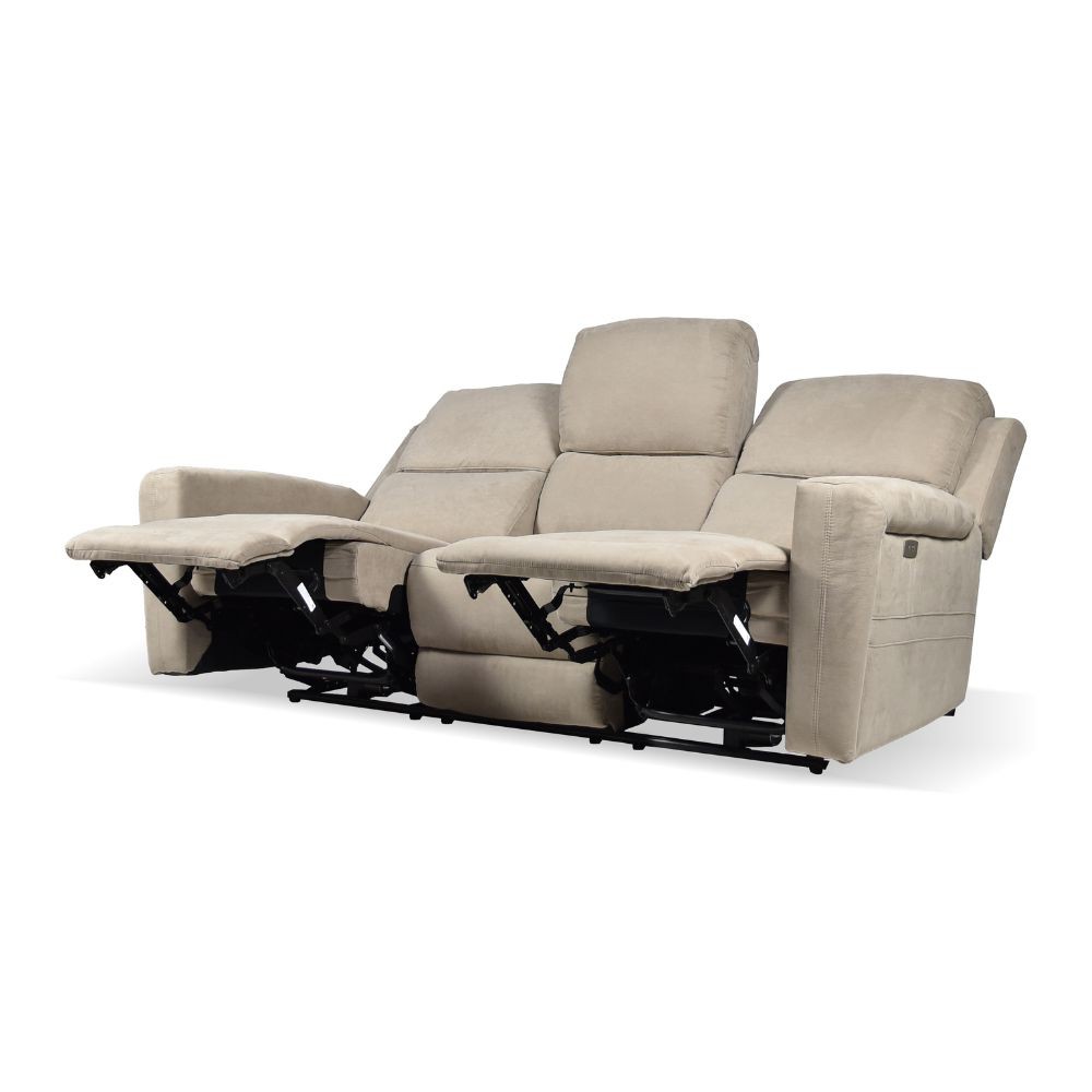 Divano 3 posti recliner elettrici tessuto tortora Claus 211x77x103H