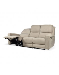 Divano 3 posti recliner elettrici tessuto tortora Claus 211x77x103H