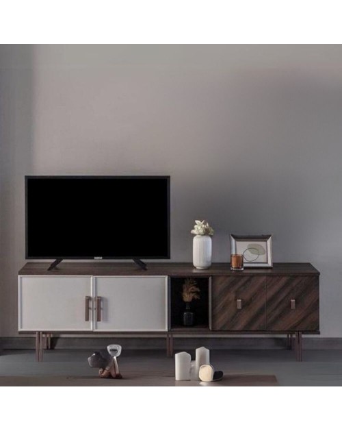 Mobile porta TV 4 ante finitura Mozambik spatolato Merlin 195x47.6x60H