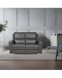 Divano 2 posti recliner elettrici in vera pelle grigio scuro Claus 156x77x103H