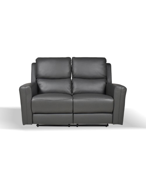 Divano 2 posti recliner elettrici in vera pelle grigio scuro Claus 156x77x103H