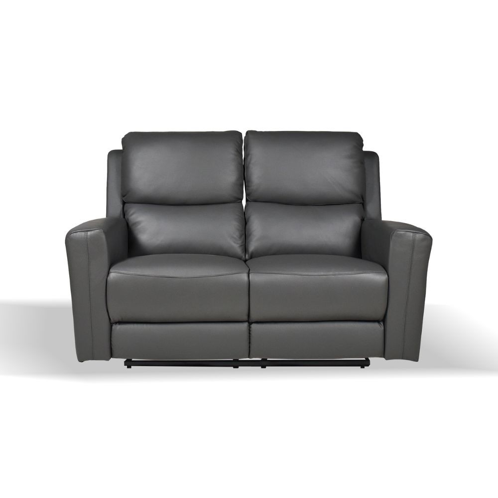 Divano 2 posti recliner elettrici in vera pelle grigio scuro Claus 156x77x103H