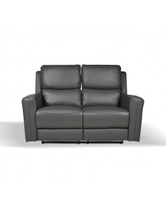 Divano 2 posti recliner elettrici in vera pelle grigio scuro Claus 156x77x103H