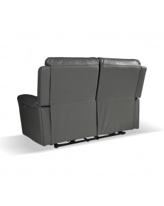 Divano 2 posti recliner elettrici in vera pelle grigio scuro Claus 156x77x103H