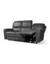 Divano 3 posti recliner elettrici in vera pelle grigio scuro Claus 211x77x103H