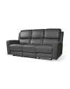 Divano 3 posti recliner elettrici in vera pelle grigio scuro Claus 211x77x103H