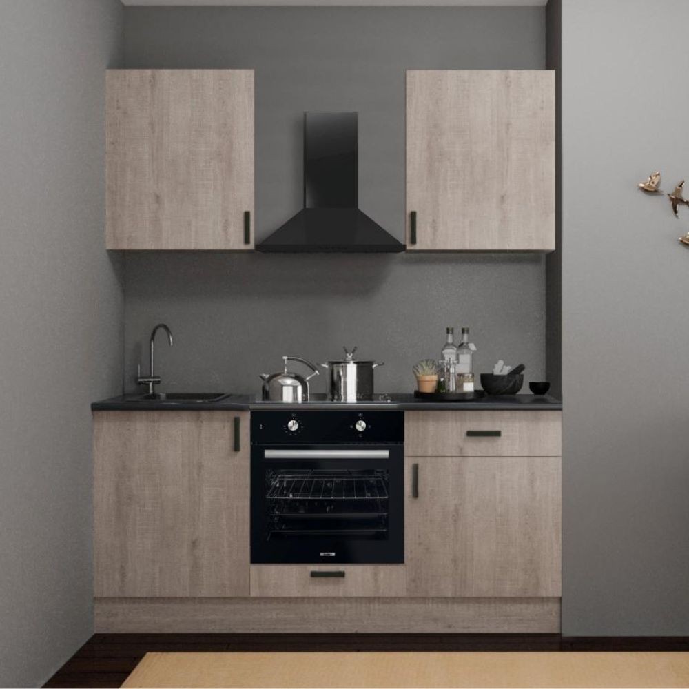 Cucina completa di elettrodomestici Asti 180 colore rovere grigio chiaro