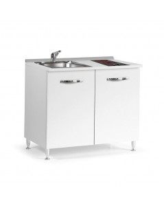 Mini cucina Cucinino80 bianco larice con lavello e piano cottura vetroceramica 80x60x85H