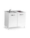 Mini cucina Cucinino80 bianco larice con lavello e piano cottura vetroceramica 80x60x85H