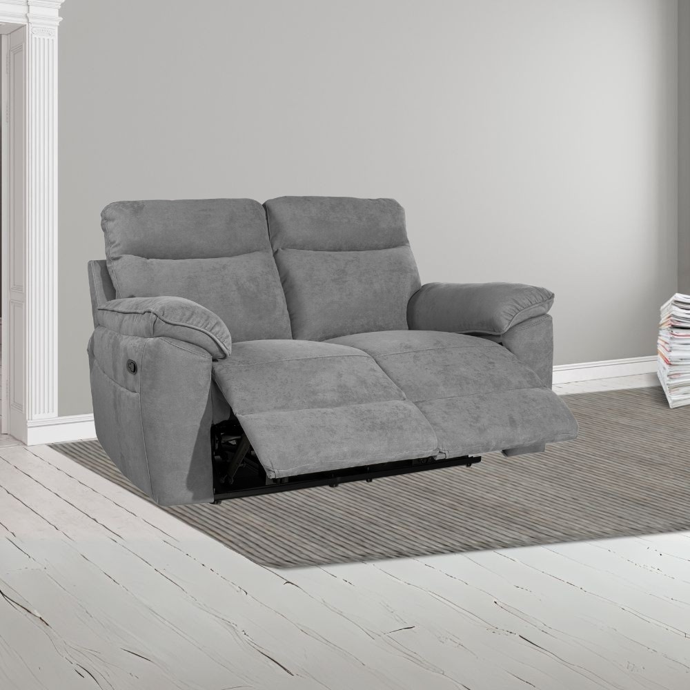 Divano 2 posti recliner manuale tessuto barrel90 grigio Boston 160x100x102H