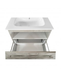 Mobile bagno sospeso Susanna con frontale ondulato avorio 69x46x50H