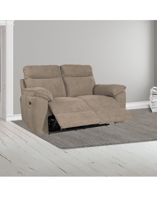 Divano 2 posti recliner manuale tessuto barrel21 tortora Boston 160x100x102H