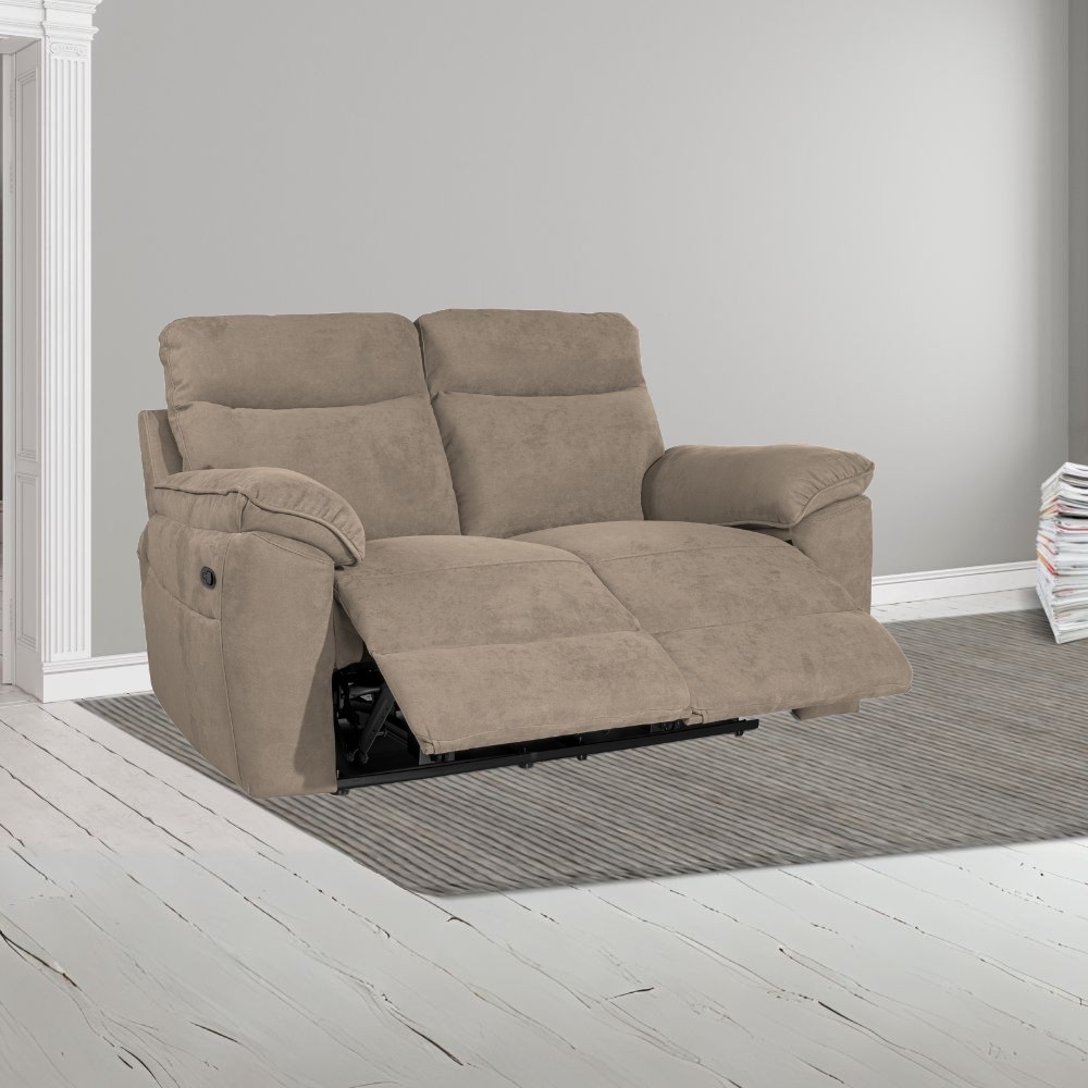 Divano 2 posti recliner manuale tessuto barrel21 tortora Boston 160x100x102H