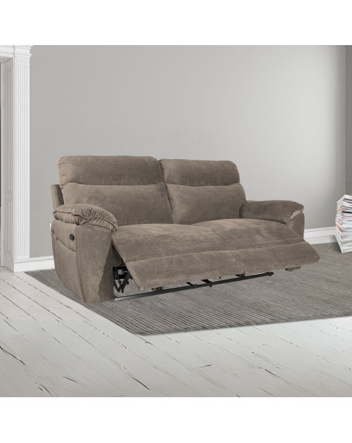 Divano 3 posti recliner manuale tessuto barrel21 tortora Boston 200x100x102H