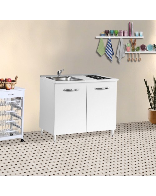 Cucinino80 bianco larice con lavello e piano cottura 80x60x85H