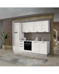 Cucina completa con lavastoviglie 270x217H Folk bianco spatolato