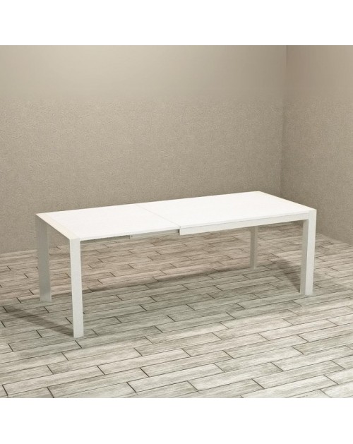 Tavolo allungabile struttura bianco e piano bianco larice 130x80 cm Golia