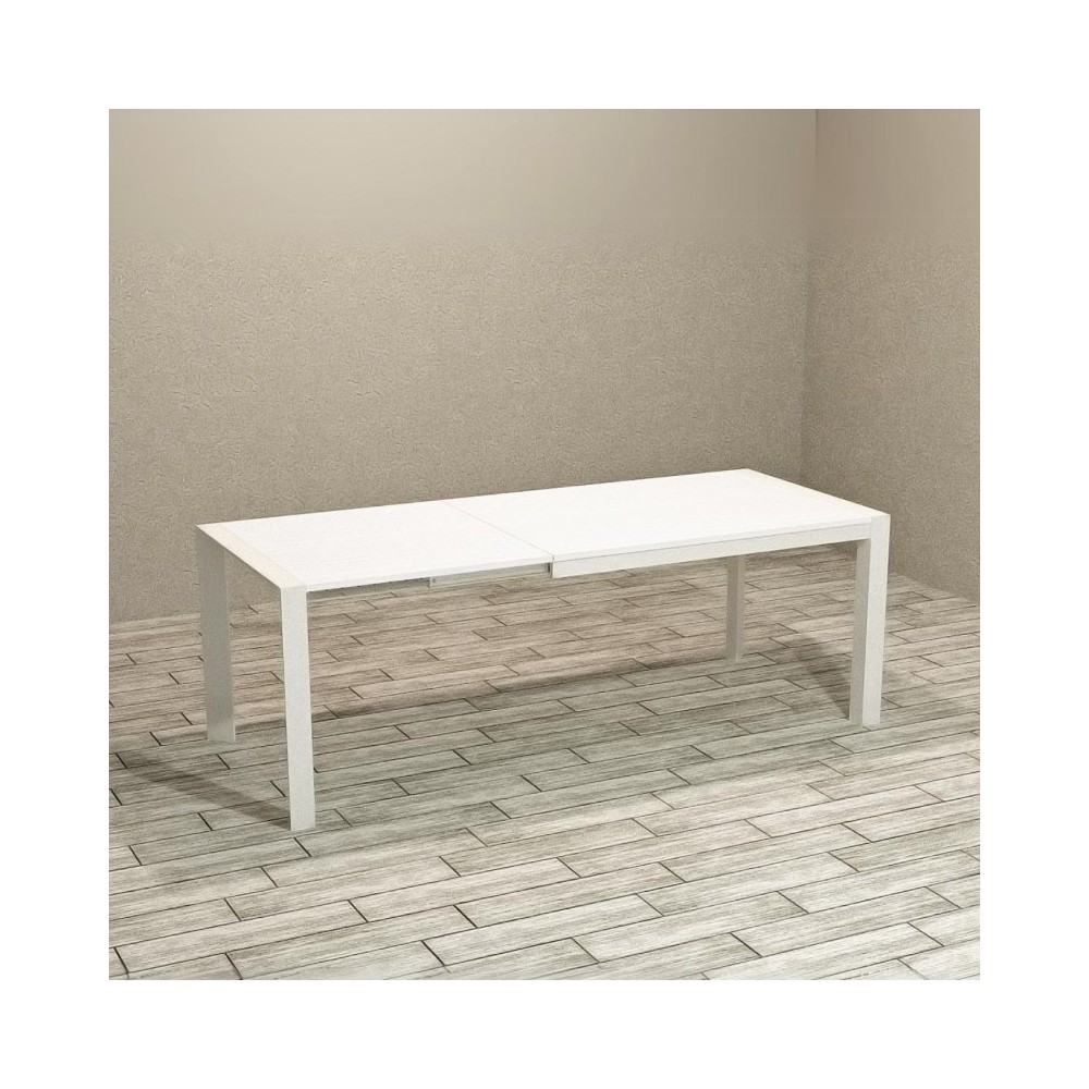 Tavolo allungabile struttura bianco e piano bianco larice 130x80 cm Golia