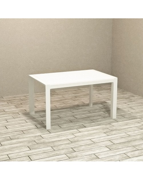 Tavolo allungabile struttura bianco e piano rovere sbiancato 130x80 cm Golia