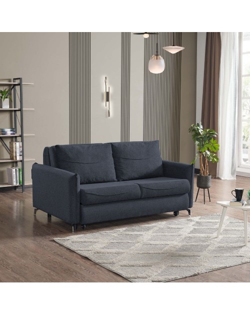 Divano 2 posti con letto estraibile tessuto blu notte Grande 170x108x85H