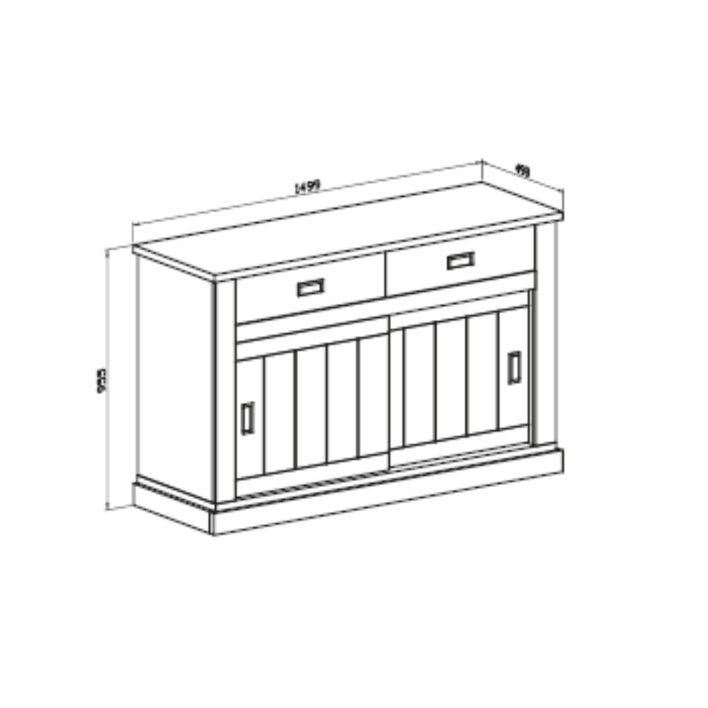 Madia colore noce eastwood 2 cassetti e 2 ante scorrevoli Anthony52 149,9x49,8x95,5H