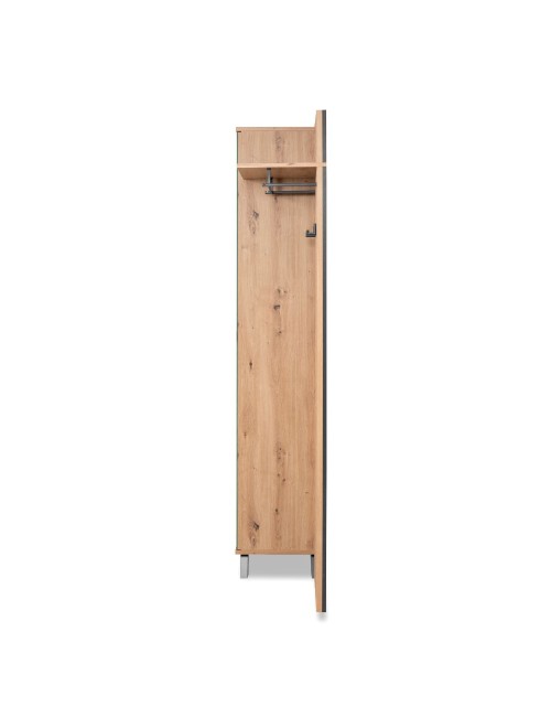 Mobile ingresso con frontale cannettato e anta a tutto specchio Medan42A colore quercia antracite 80x37x190H