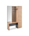 Mobile ingresso con frontale cannettato e specchio Medan42B colore quercia antracite 122x37x190H