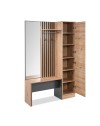 Mobile ingresso con frontale cannettato e specchio Medan42B colore quercia antracite 122x37x190H