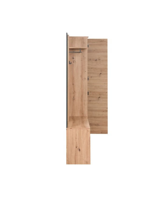 Mobile ingresso con frontale cannettato e specchio Medan42B colore quercia antracite 122x37x190H