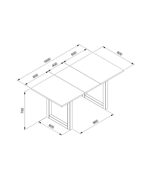 Tavolo rettangolare allungabile Houston80B sabbia e bianco 120x80x75H