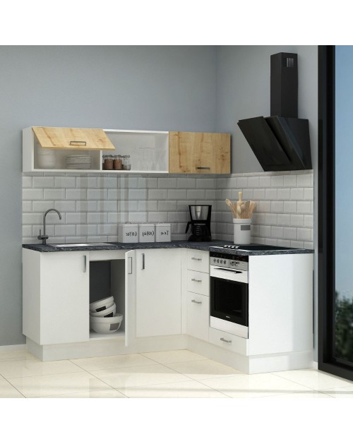 Cucina angolare 180x160 reversibile Cassino con elettrodomestici colore bianco