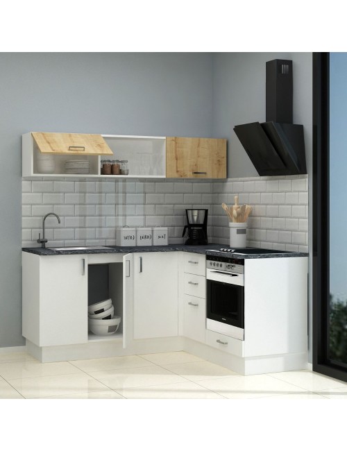 Cucina Angolare 180x160 Reversibile Cassino con Elettrodomestici Bianca