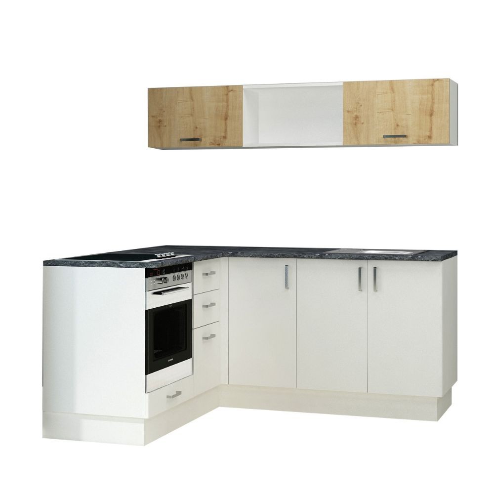 Cucina angolare 180x160 reversibile Cassino con elettrodomestici colore bianco