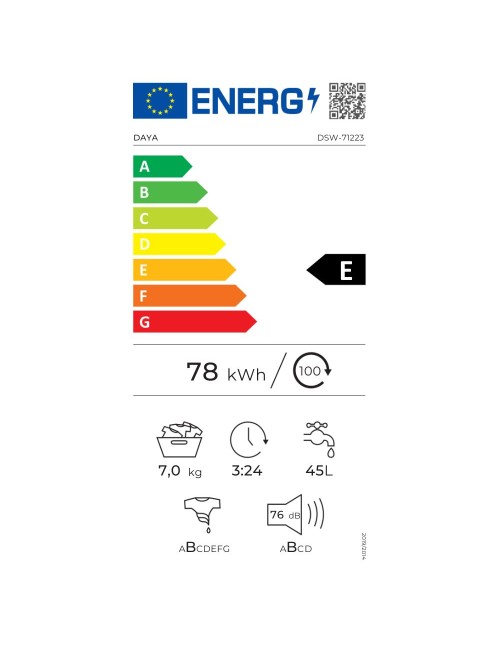 Lavatrice libera installazione DSW71223E 7 kg 1200 giri classe E bianca Daya