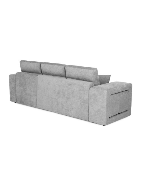 Divano penisola reversibile con funzione letto e pouf colore grigio chiaro Lilo 266x153x98H