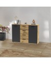 Credenza 2 ante e 4 cassetti rovere e antracite Berno4 120,2x32,5x85,3h