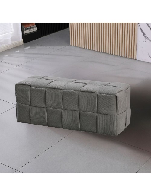 Pouf rettangolare colore grigio effetto intrecciato Den 104x39x39H