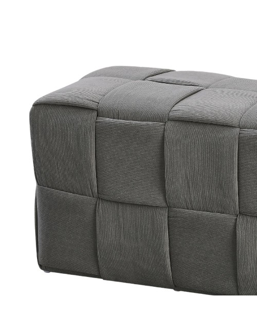 Pouf rettangolare colore grigio effetto intrecciato Den 104x39x39H